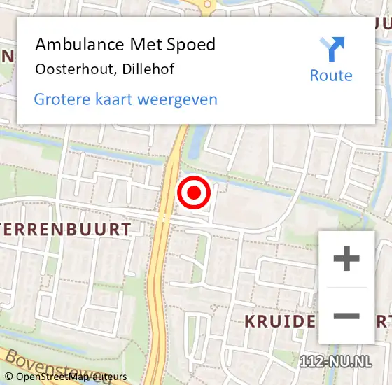 Locatie op kaart van de 112 melding: Ambulance Met Spoed Naar Oosterhout, Dillehof op 2 maart 2018 10:37