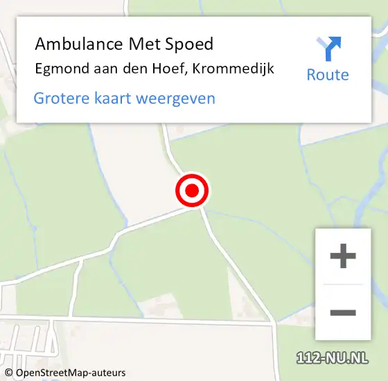 Locatie op kaart van de 112 melding: Ambulance Met Spoed Naar Egmond aan den Hoef, Krommedijk op 2 maart 2018 11:04