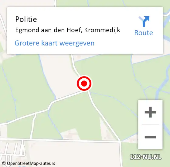 Locatie op kaart van de 112 melding: Politie Egmond aan den Hoef, Krommedijk op 2 maart 2018 11:23