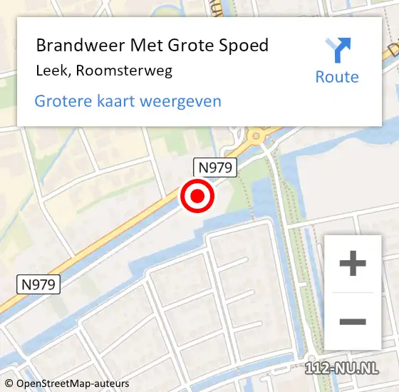 Locatie op kaart van de 112 melding: Brandweer Met Grote Spoed Naar Leek, Roomsterweg op 2 maart 2018 11:23