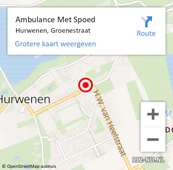 Locatie op kaart van de 112 melding: Ambulance Met Spoed Naar Hurwenen, Groenestraat op 2 maart 2018 11:26