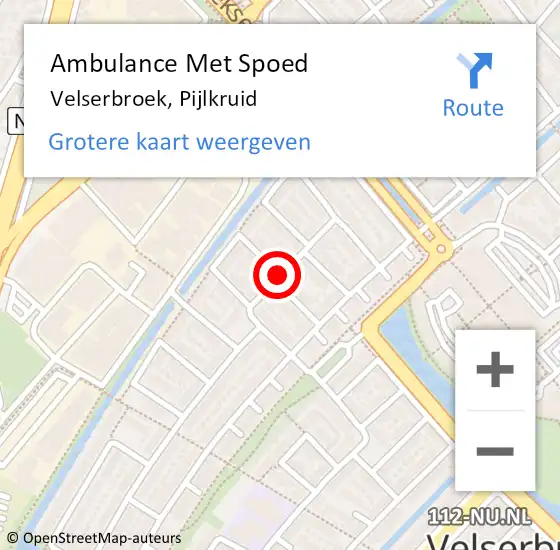 Locatie op kaart van de 112 melding: Ambulance Met Spoed Naar Velserbroek, Pijlkruid op 2 maart 2018 12:07