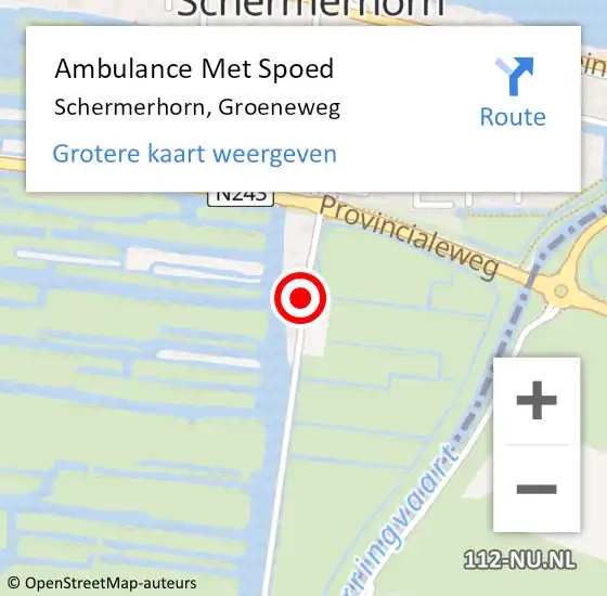 Locatie op kaart van de 112 melding: Ambulance Met Spoed Naar Schermerhorn, Groeneweg op 2 maart 2018 12:24