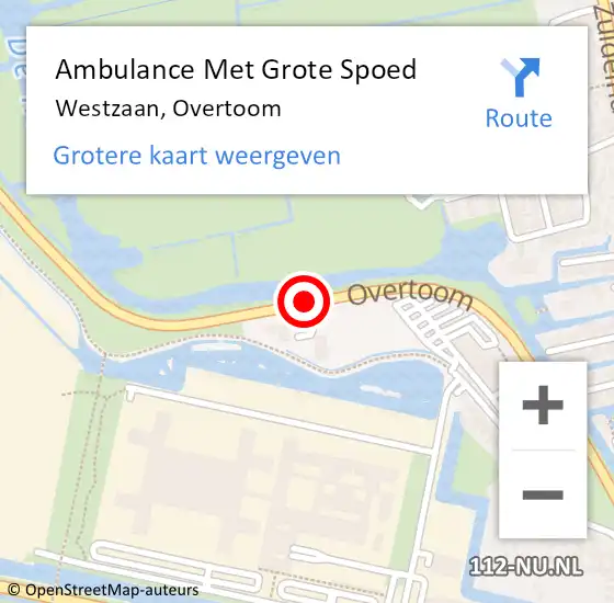 Locatie op kaart van de 112 melding: Ambulance Met Grote Spoed Naar Westzaan, Overtoom op 2 maart 2018 12:38