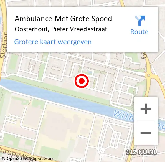 Locatie op kaart van de 112 melding: Ambulance Met Grote Spoed Naar Oosterhout, Pieter Vreedestraat op 2 maart 2018 12:46