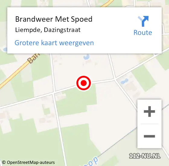 Locatie op kaart van de 112 melding: Brandweer Met Spoed Naar Liempde, Dazingstraat op 2 maart 2018 12:57