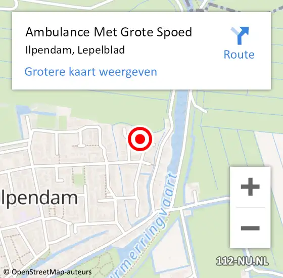 Locatie op kaart van de 112 melding: Ambulance Met Grote Spoed Naar Ilpendam, Lepelblad op 2 maart 2018 13:49