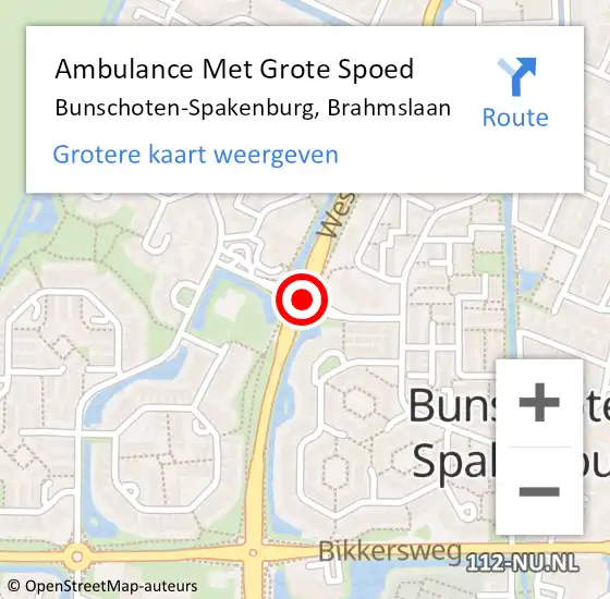 Locatie op kaart van de 112 melding: Ambulance Met Grote Spoed Naar Bunschoten-Spakenburg, Brahmslaan op 2 maart 2018 13:55
