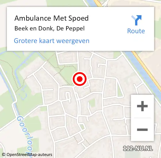 Locatie op kaart van de 112 melding: Ambulance Met Spoed Naar Beek en Donk, De Peppel op 2 maart 2018 14:21