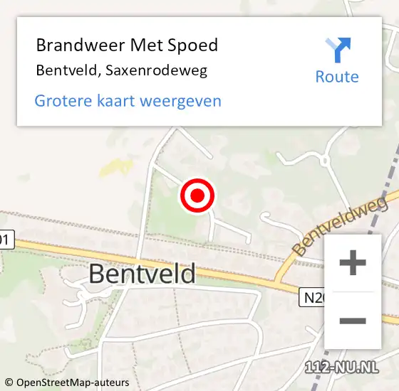 Locatie op kaart van de 112 melding: Brandweer Met Spoed Naar Bentveld, Saxenrodeweg op 2 maart 2018 14:49