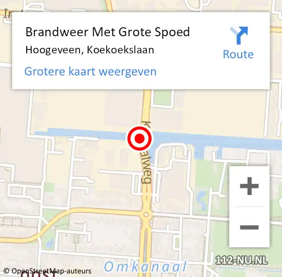 Locatie op kaart van de 112 melding: Brandweer Met Grote Spoed Naar Hoogeveen, Koekoekslaan op 17 februari 2014 20:31