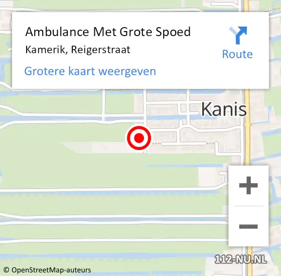 Locatie op kaart van de 112 melding: Ambulance Met Grote Spoed Naar Kamerik, Reigerstraat op 17 februari 2014 20:34