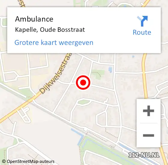 Locatie op kaart van de 112 melding: Ambulance Kapelle, Oude Bosstraat op 2 maart 2018 15:55