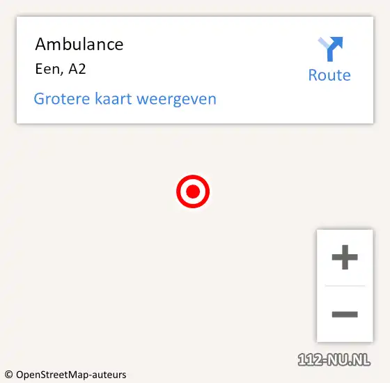 Locatie op kaart van de 112 melding: Ambulance Een, A2 op 2 maart 2018 16:00