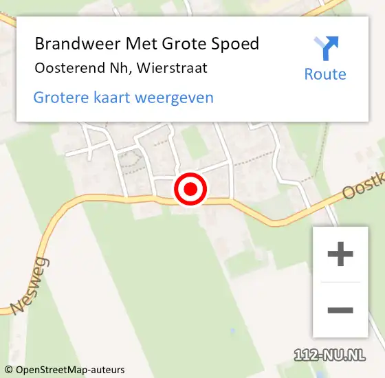 Locatie op kaart van de 112 melding: Brandweer Met Grote Spoed Naar Oosterend Nh, Wierstraat op 2 maart 2018 16:07