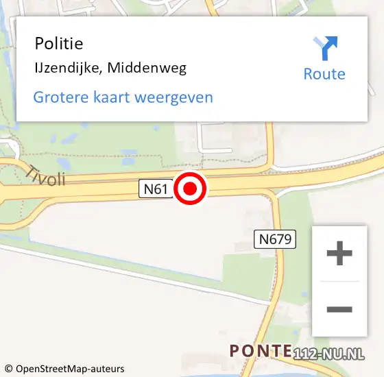 Locatie op kaart van de 112 melding: Politie IJzendijke, Middenweg op 2 maart 2018 16:26