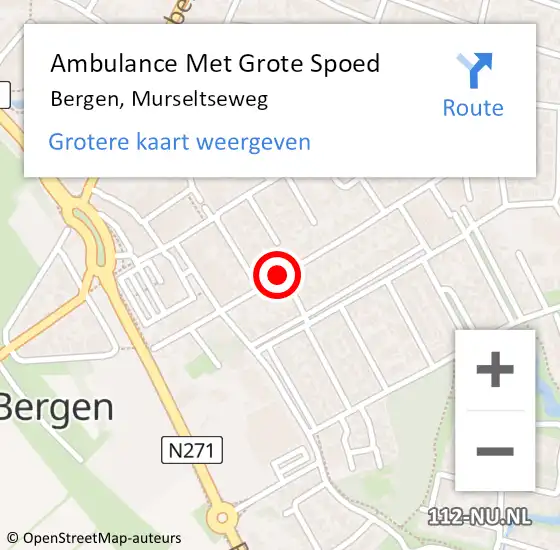 Locatie op kaart van de 112 melding: Ambulance Met Grote Spoed Naar Bergen, Murseltseweg op 2 maart 2018 16:45