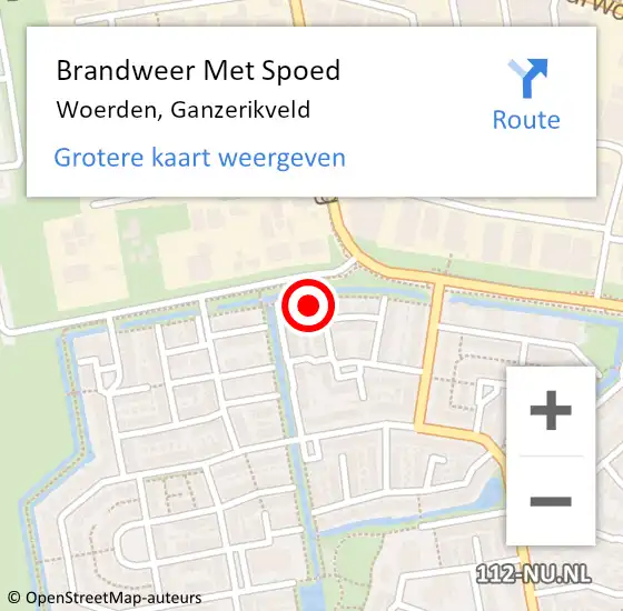 Locatie op kaart van de 112 melding: Brandweer Met Spoed Naar Woerden, Ganzerikveld op 2 maart 2018 17:02