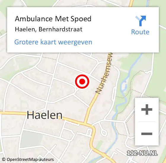 Locatie op kaart van de 112 melding: Ambulance Met Spoed Naar Haelen, Bernhardstraat op 2 maart 2018 17:19