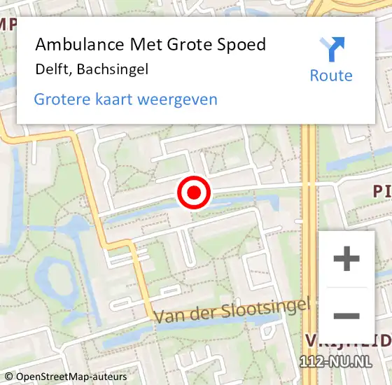 Locatie op kaart van de 112 melding: Ambulance Met Grote Spoed Naar Delft, Bachsingel op 2 maart 2018 17:26