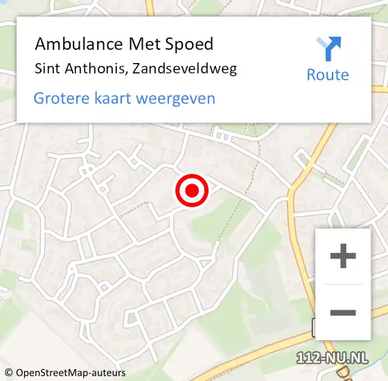 Locatie op kaart van de 112 melding: Ambulance Met Spoed Naar Sint Anthonis, Zandseveldweg op 2 maart 2018 17:52