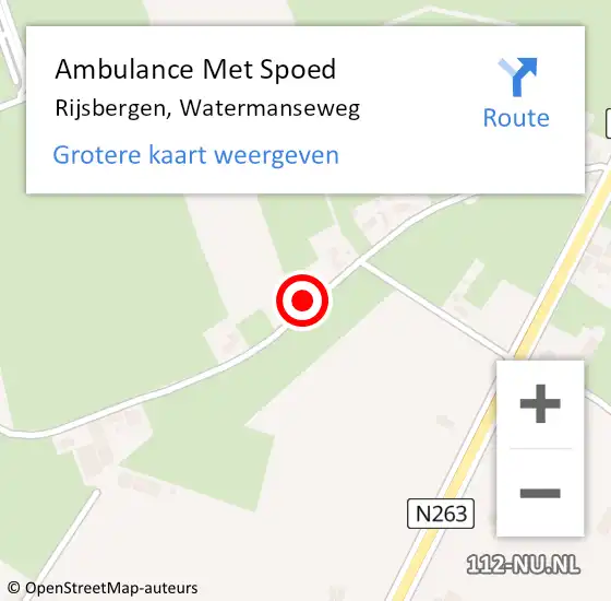 Locatie op kaart van de 112 melding: Ambulance Met Spoed Naar Rijsbergen, Watermanseweg op 2 maart 2018 17:55