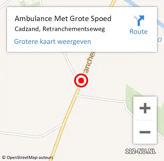 Locatie op kaart van de 112 melding: Ambulance Met Grote Spoed Naar Cadzand, Retranchementseweg op 2 maart 2018 18:24