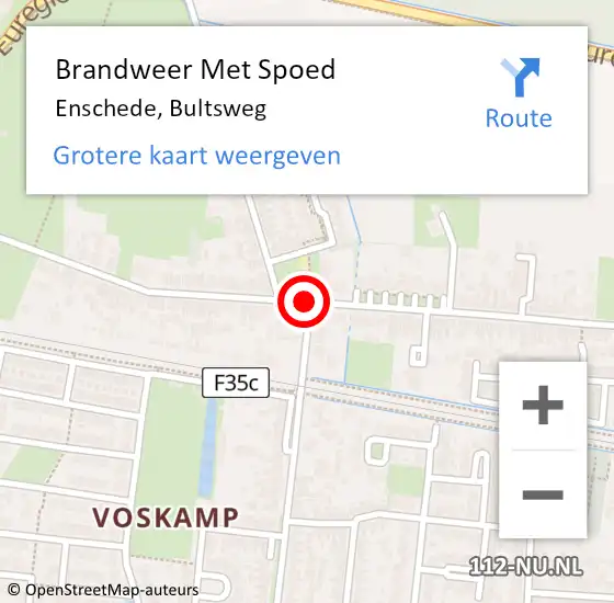 Locatie op kaart van de 112 melding: Brandweer Met Spoed Naar Enschede, Bultsweg op 2 maart 2018 18:36