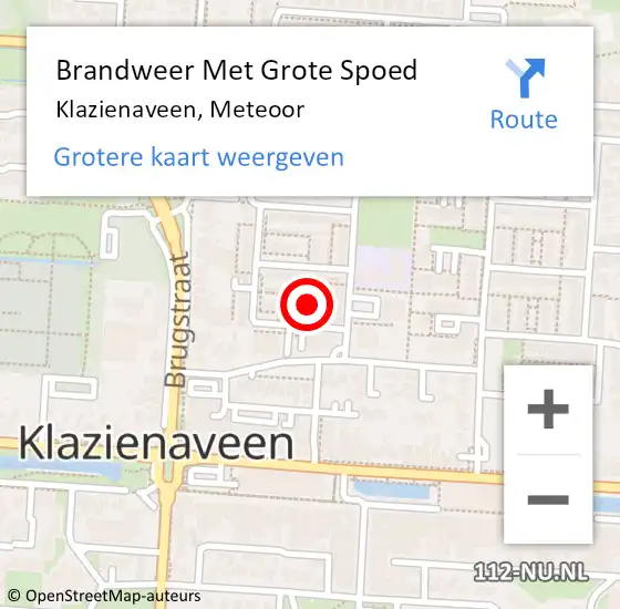 Locatie op kaart van de 112 melding: Brandweer Met Grote Spoed Naar Klazienaveen, Meteoor op 2 maart 2018 18:56