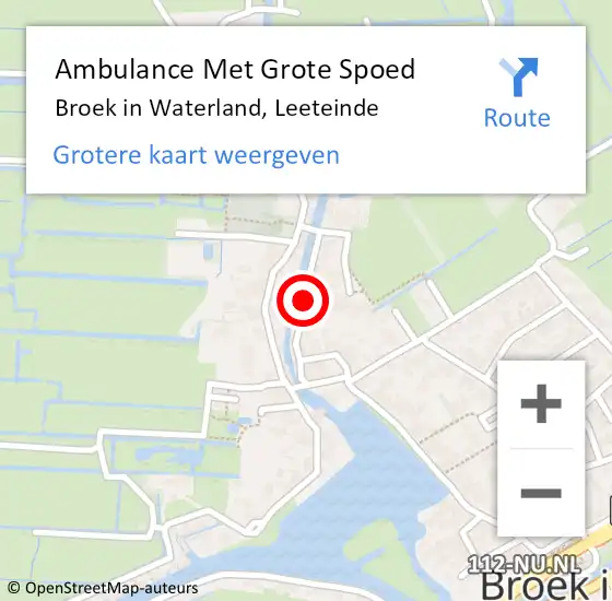 Locatie op kaart van de 112 melding: Ambulance Met Grote Spoed Naar Broek in Waterland, Leeteinde op 2 maart 2018 18:59