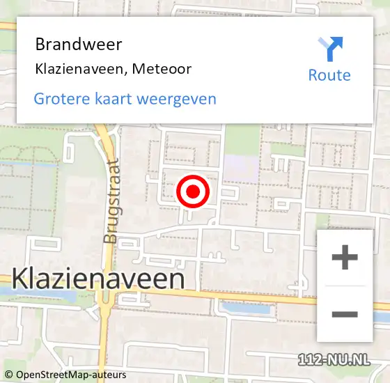 Locatie op kaart van de 112 melding: Brandweer Klazienaveen, Meteoor op 2 maart 2018 19:10