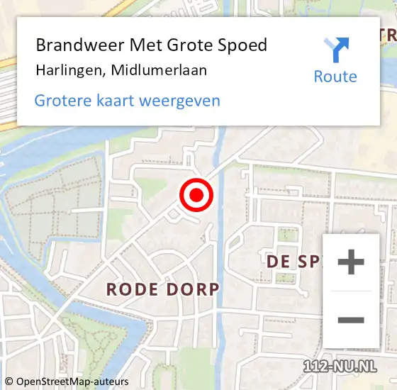 Locatie op kaart van de 112 melding: Brandweer Met Grote Spoed Naar Harlingen, Midlumerlaan op 2 maart 2018 20:25