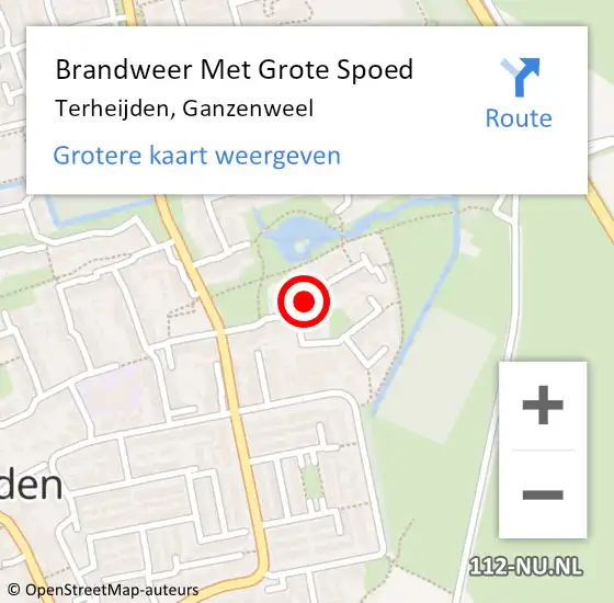 Locatie op kaart van de 112 melding: Brandweer Met Grote Spoed Naar Terheijden, Ganzenweel op 2 maart 2018 20:39