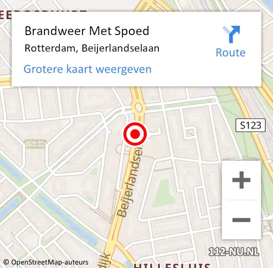 Locatie op kaart van de 112 melding: Brandweer Met Spoed Naar Rotterdam, Beijerlandselaan op 2 maart 2018 20:48