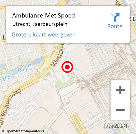 Locatie op kaart van de 112 melding: Ambulance Met Spoed Naar Utrecht, Jaarbeursplein op 2 maart 2018 21:08