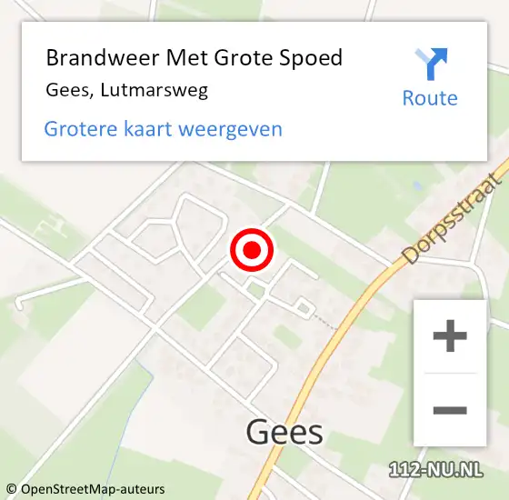 Locatie op kaart van de 112 melding: Brandweer Met Grote Spoed Naar Gees, Lutmarsweg op 17 februari 2014 21:34