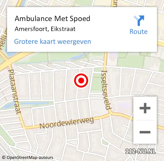 Locatie op kaart van de 112 melding: Ambulance Met Spoed Naar Amersfoort, Eikstraat op 2 maart 2018 23:50