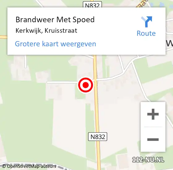 Locatie op kaart van de 112 melding: Brandweer Met Spoed Naar Kerkwijk, Kruisstraat op 3 maart 2018 00:13