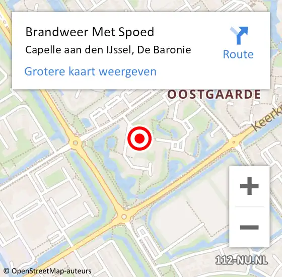 Locatie op kaart van de 112 melding: Brandweer Met Spoed Naar Capelle aan den IJssel, De Baronie op 3 maart 2018 01:01