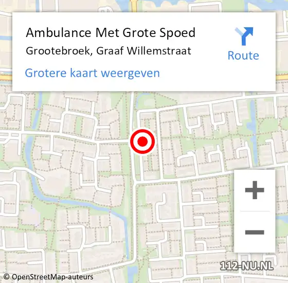 Locatie op kaart van de 112 melding: Ambulance Met Grote Spoed Naar Grootebroek, Graaf Willemstraat op 3 maart 2018 01:14