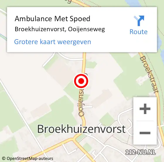 Locatie op kaart van de 112 melding: Ambulance Met Spoed Naar Broekhuizenvorst, Ooijenseweg op 3 maart 2018 01:56