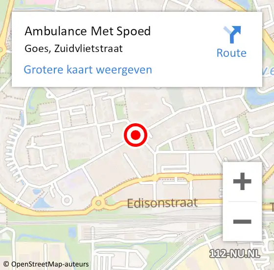 Locatie op kaart van de 112 melding: Ambulance Met Spoed Naar Goes, Zuidvlietstraat op 3 maart 2018 02:13