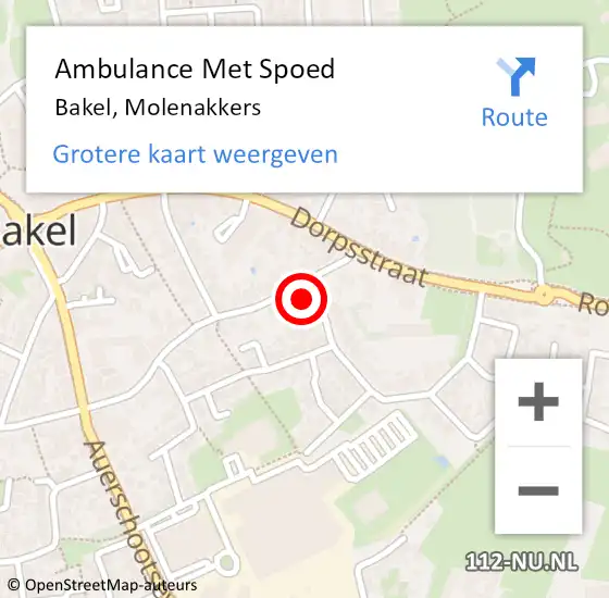 Locatie op kaart van de 112 melding: Ambulance Met Spoed Naar Bakel, Molenakkers op 3 maart 2018 02:39