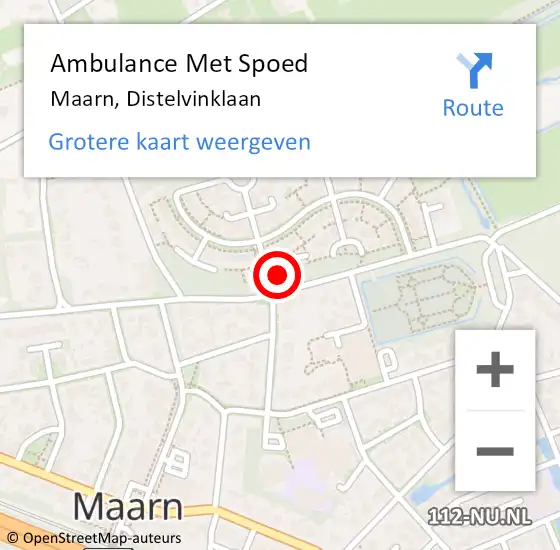 Locatie op kaart van de 112 melding: Ambulance Met Spoed Naar Maarn, Distelvinklaan op 3 maart 2018 02:40