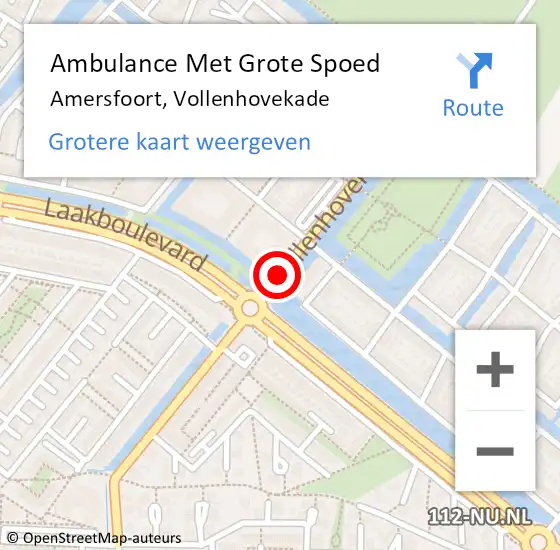 Locatie op kaart van de 112 melding: Ambulance Met Grote Spoed Naar Amersfoort, Vollenhovekade op 3 maart 2018 06:30