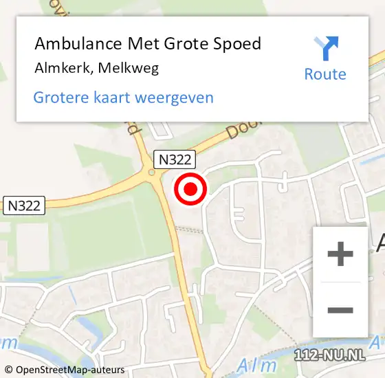 Locatie op kaart van de 112 melding: Ambulance Met Grote Spoed Naar Almkerk, Melkweg op 3 maart 2018 08:30