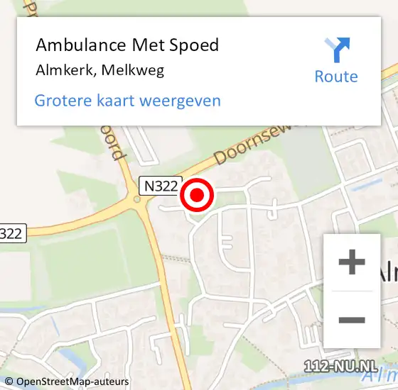 Locatie op kaart van de 112 melding: Ambulance Met Spoed Naar Almkerk, Melkweg op 3 maart 2018 09:02