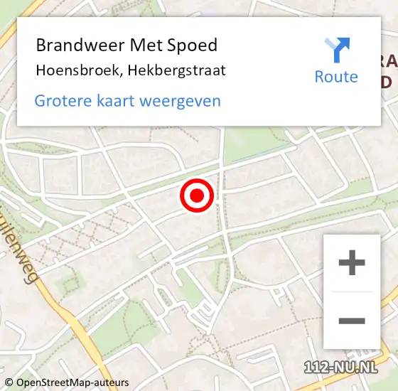 Locatie op kaart van de 112 melding: Brandweer Met Spoed Naar Hoensbroek, Hekbergstraat op 3 maart 2018 09:07