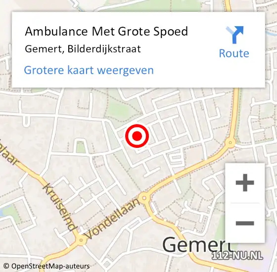 Locatie op kaart van de 112 melding: Ambulance Met Grote Spoed Naar Gemert, Bilderdijkstraat op 3 maart 2018 09:55