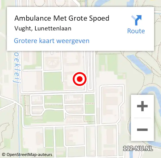 Locatie op kaart van de 112 melding: Ambulance Met Grote Spoed Naar Vught, Lunettenlaan op 3 maart 2018 10:34